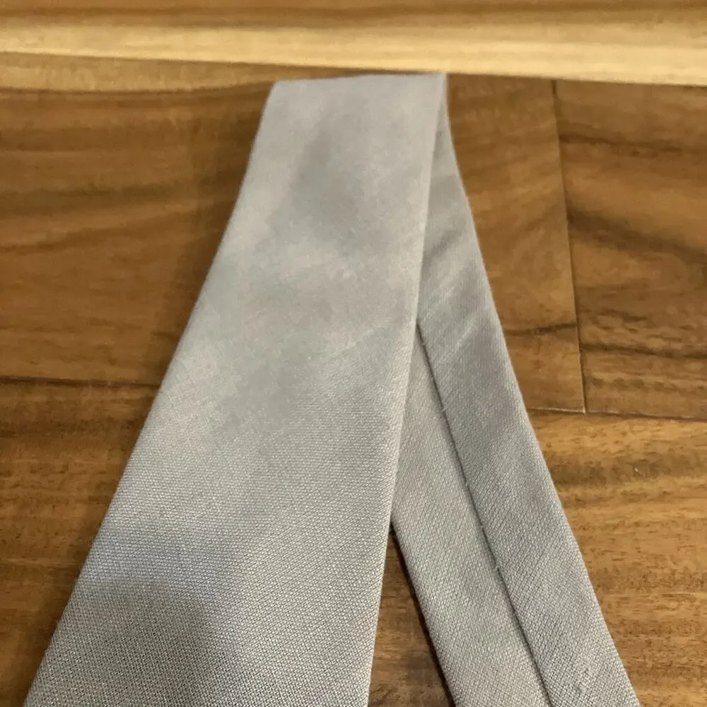 Vintage 1940s Grey Necktie Swing Skinny Tie Single Stitch Dacron Polyester 1930s